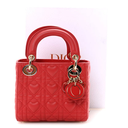 Calfskin Cannage Dioramour Mini Lady Dior Bag Bright Red