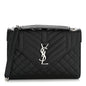 Grain De Poudre Textured Mixed Matelasse Triquilt Medium Monogram Satchel Black