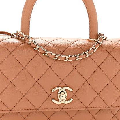 Caviar Quilted Mini Coco Handle Flap Brown