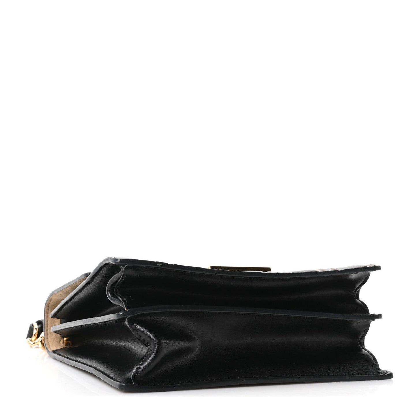 Vitello Liberty Bi-Color FF 1974 Embossed Small Kan U Shoulder Bag Maya Black