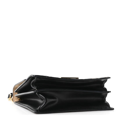 Vitello Liberty Bi-Color FF 1974 Embossed Small Kan U Shoulder Bag Maya Black