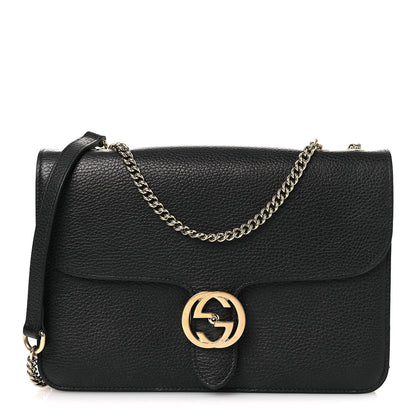 Dollar Calfskin Interlocking G Shoulder Bag Black