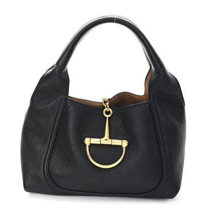 Grained Calfskin Softbit Medium Shoulder Bag Black