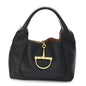 Grained Calfskin Softbit Medium Shoulder Bag Black