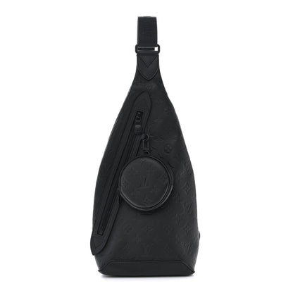 Calfskin Shadow Monogram Duo Slingbag Black