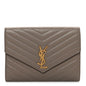 Lambskin Matelasse Chevron Monogram Cassandre Flap Pouch Dark Beige