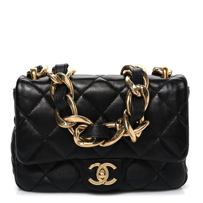 Lambskin Quilted Small Funky Town Flap Black