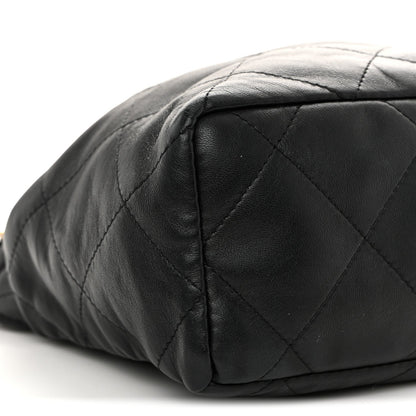Lambskin Resin Quilted Small Bucket Bag Black