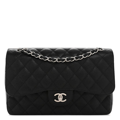 Caviar Quilted Jumbo Double Flap Black