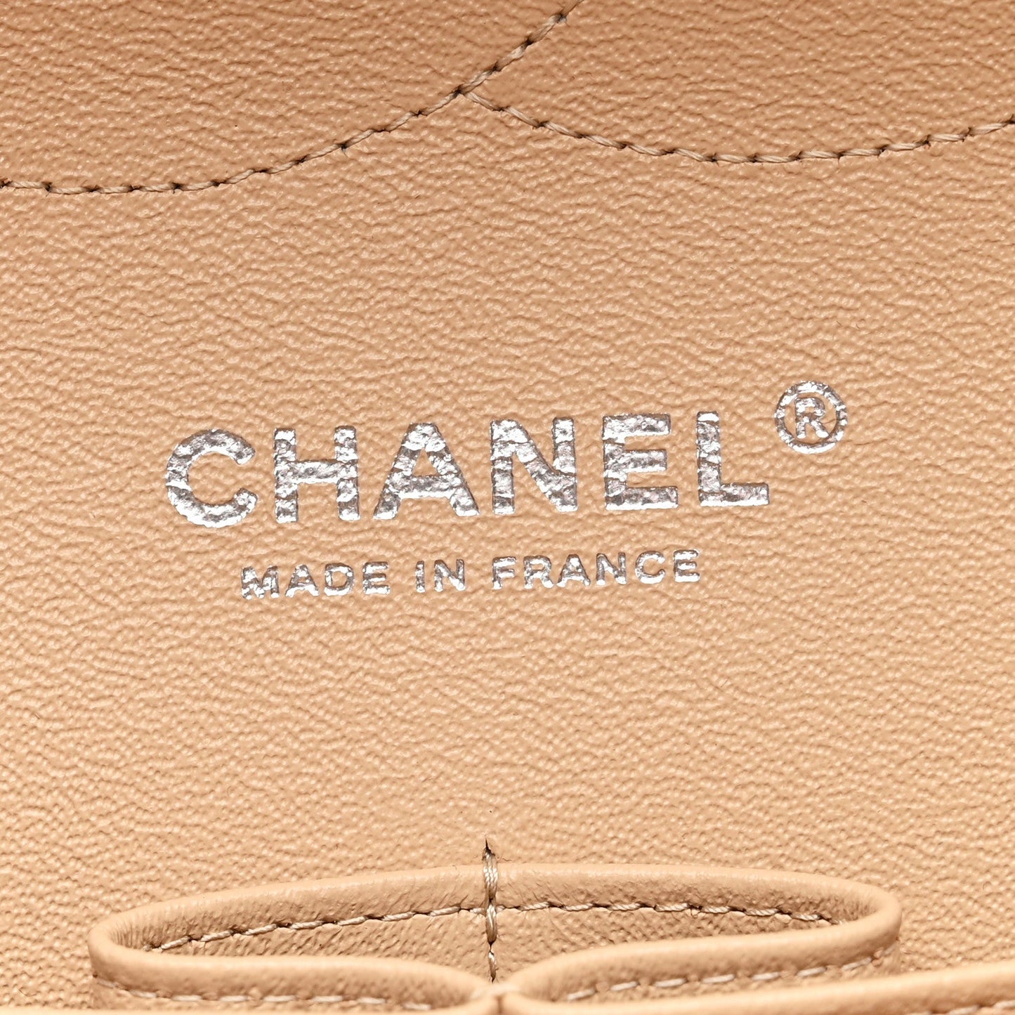 Caviar Quilted Jumbo Double Flap Beige Clair