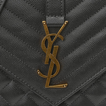 Grain De Poudre Textured Mixed Matelasse Triquilt Medium Monogram Satchel Pebble