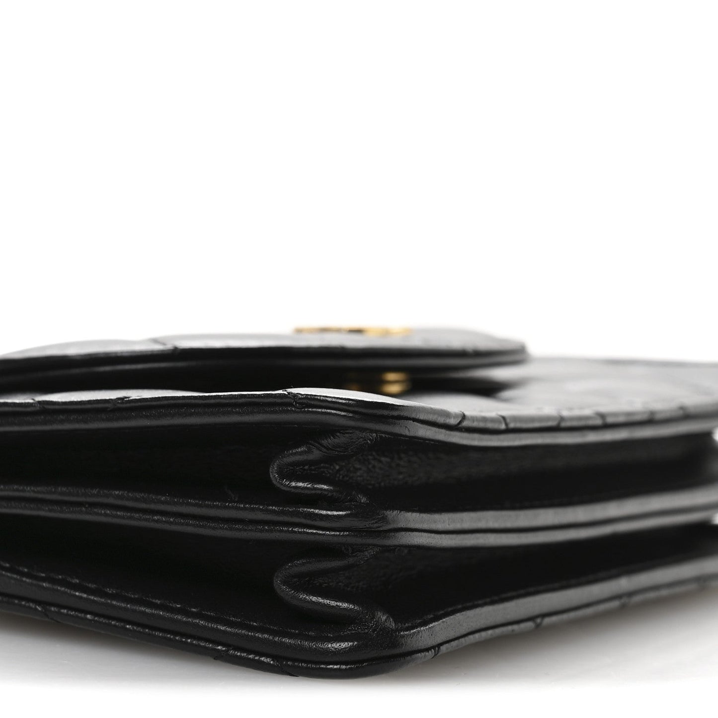 Lambskin Quilted Phone Holder Flap Black