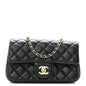Lambskin Quilted Mini Rectangular Pearl Crush Flap Black