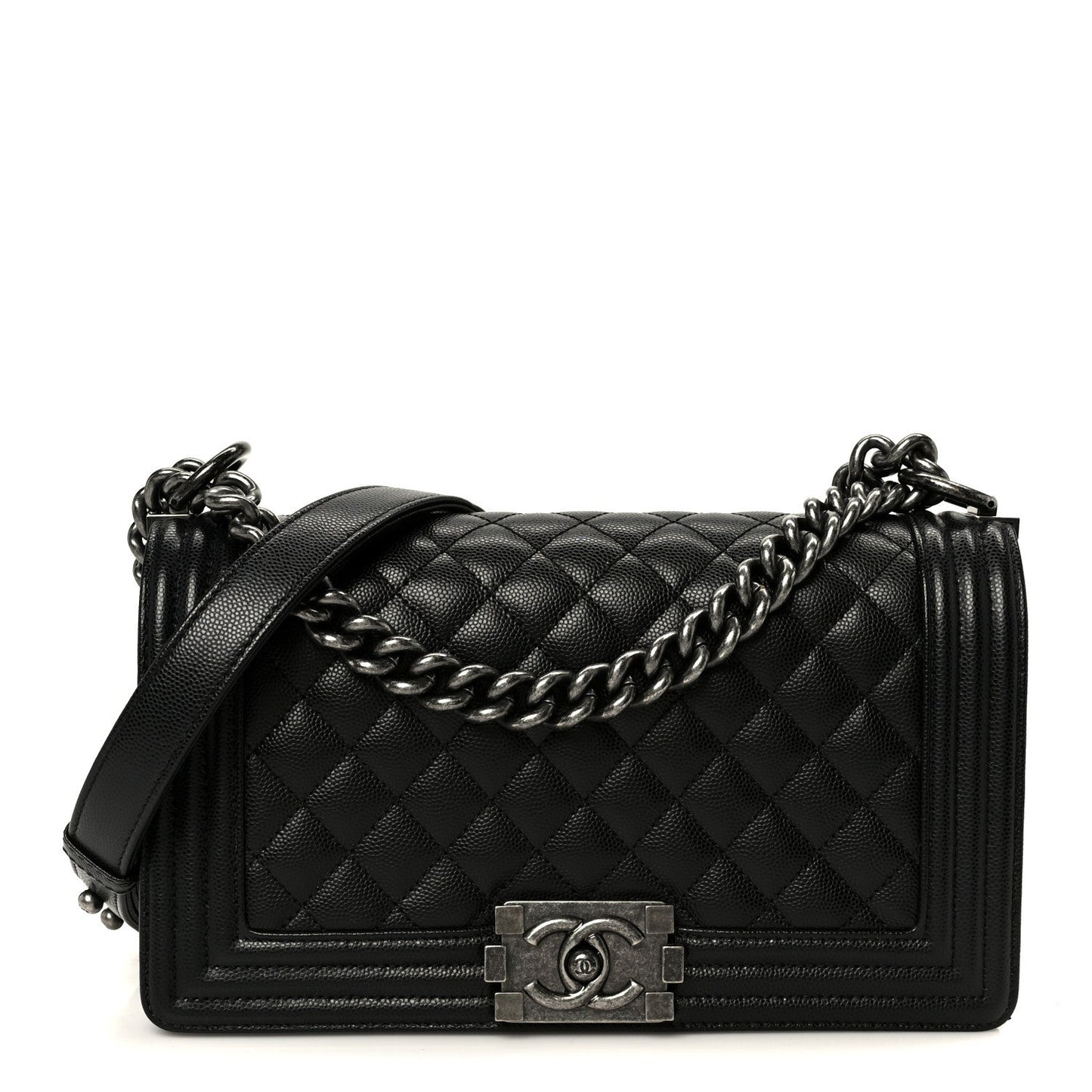 Caviar Quilted Medium Boy Flap Black