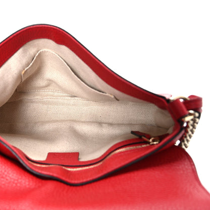 Pebbled Calfskin Medium Soho Flap Crossbody Vibrant Red