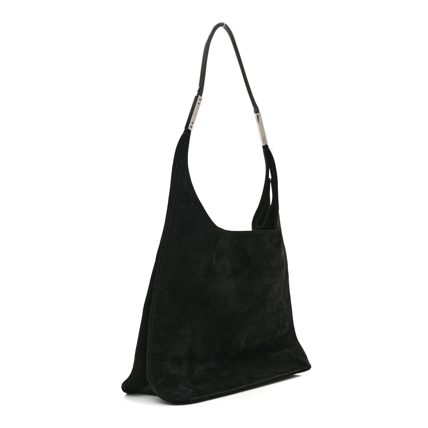 Suede Logo Shoulder Bag Black