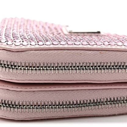 Satin Crystal Mini Triangle Crossbody Pouch Alabastro