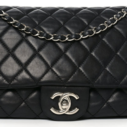 Lambskin Quilted Jumbo Coco Rain Flap Black