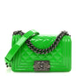 Patent Quilted Small Boy Flap Green