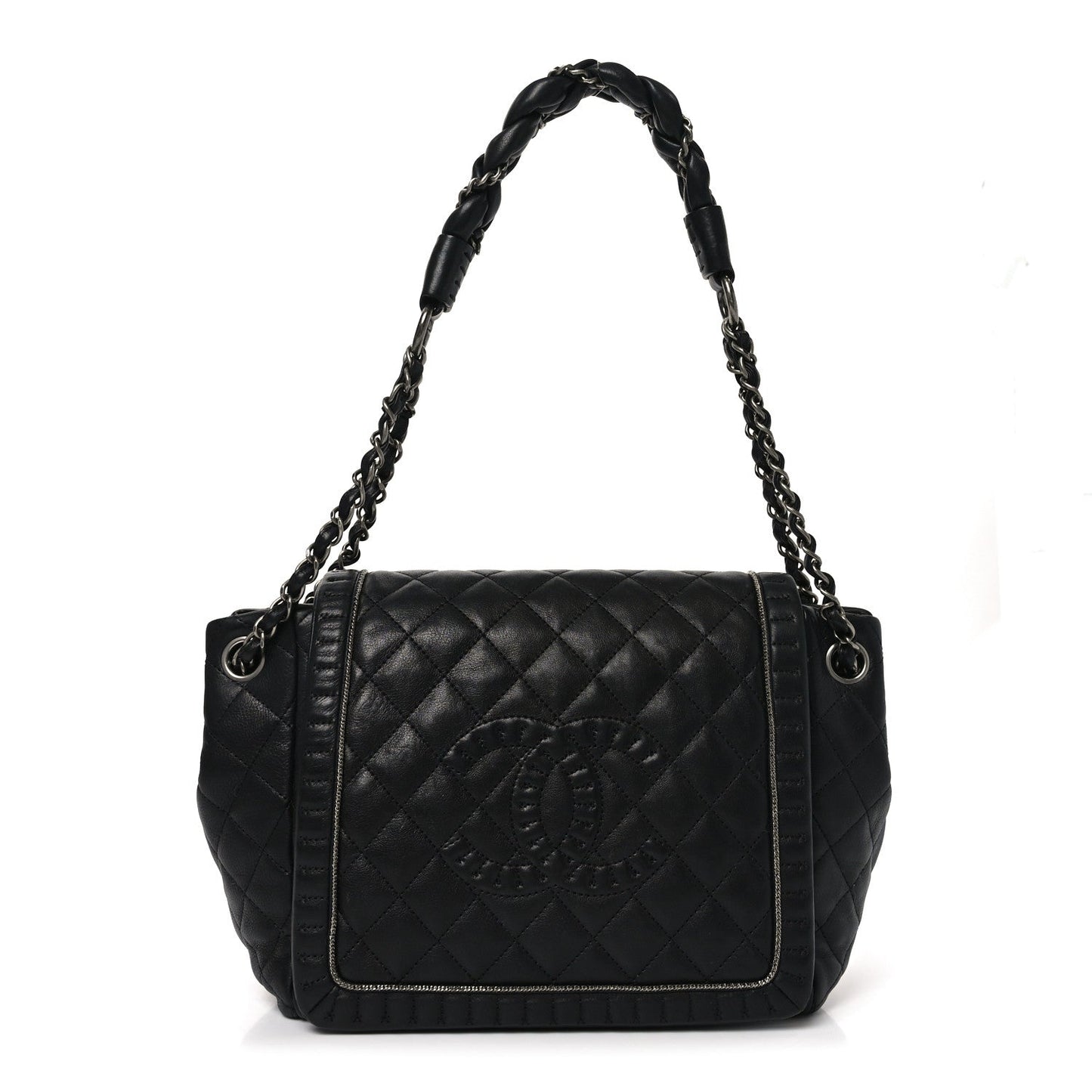 Calfskin Quilted Istanbul Accordion Flap Black