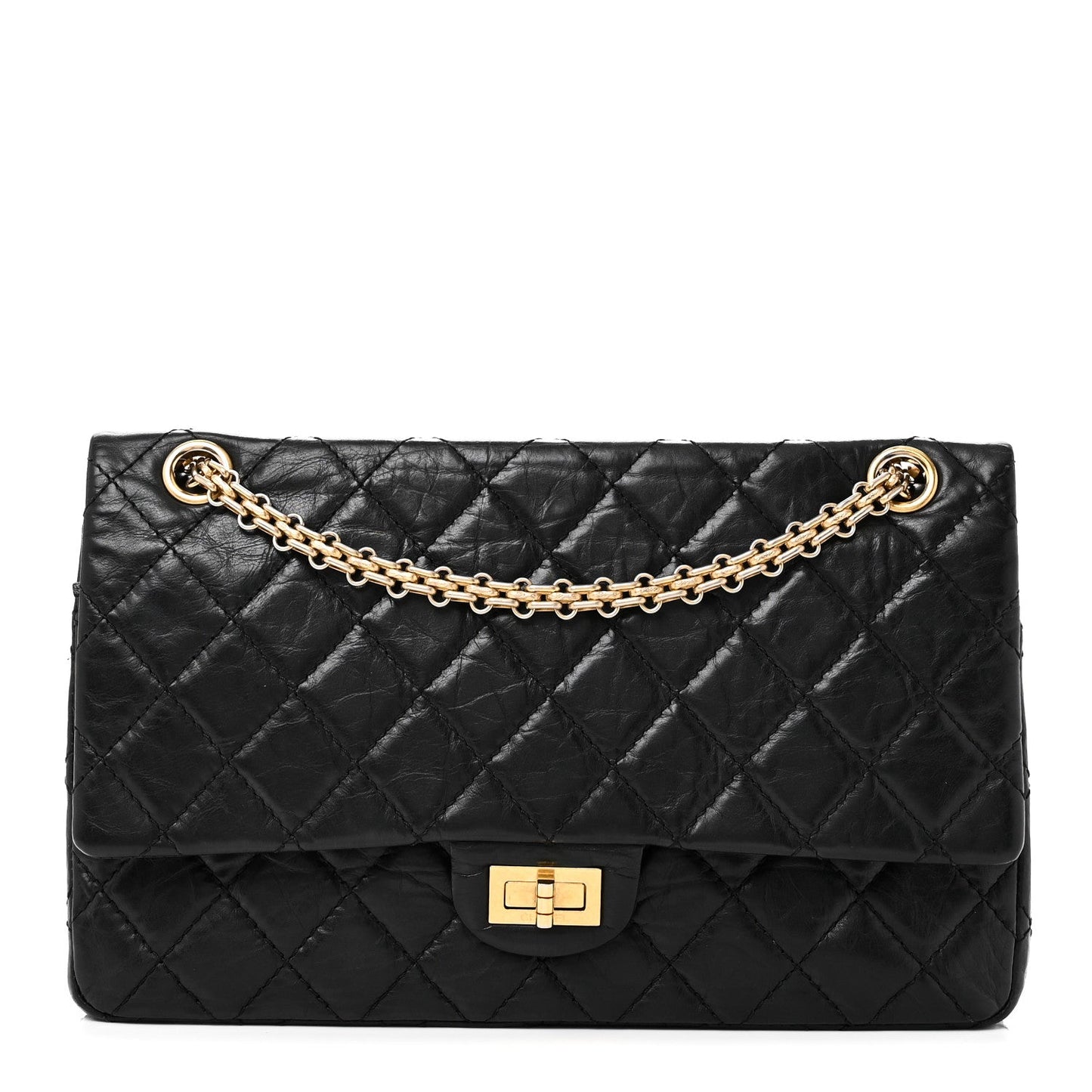 Aged Calfskin Quilted 2.55 Reissue 226 Flap Black