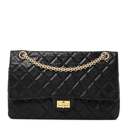 Aged Calfskin Quilted 2.55 Reissue 226 Flap Black