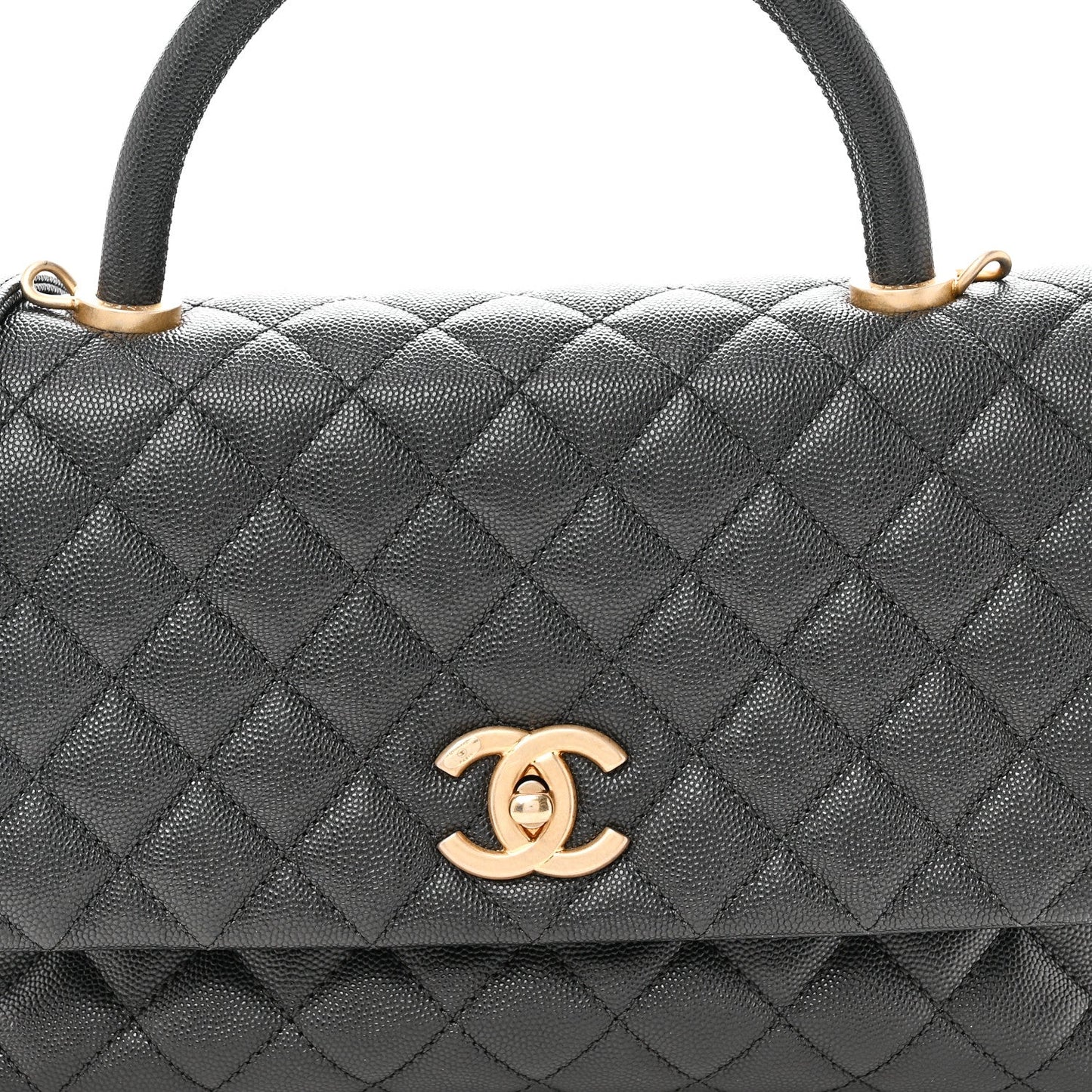 Caviar Quilted Small Coco Handle Flap Black