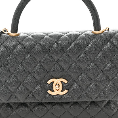 Caviar Quilted Small Coco Handle Flap Black