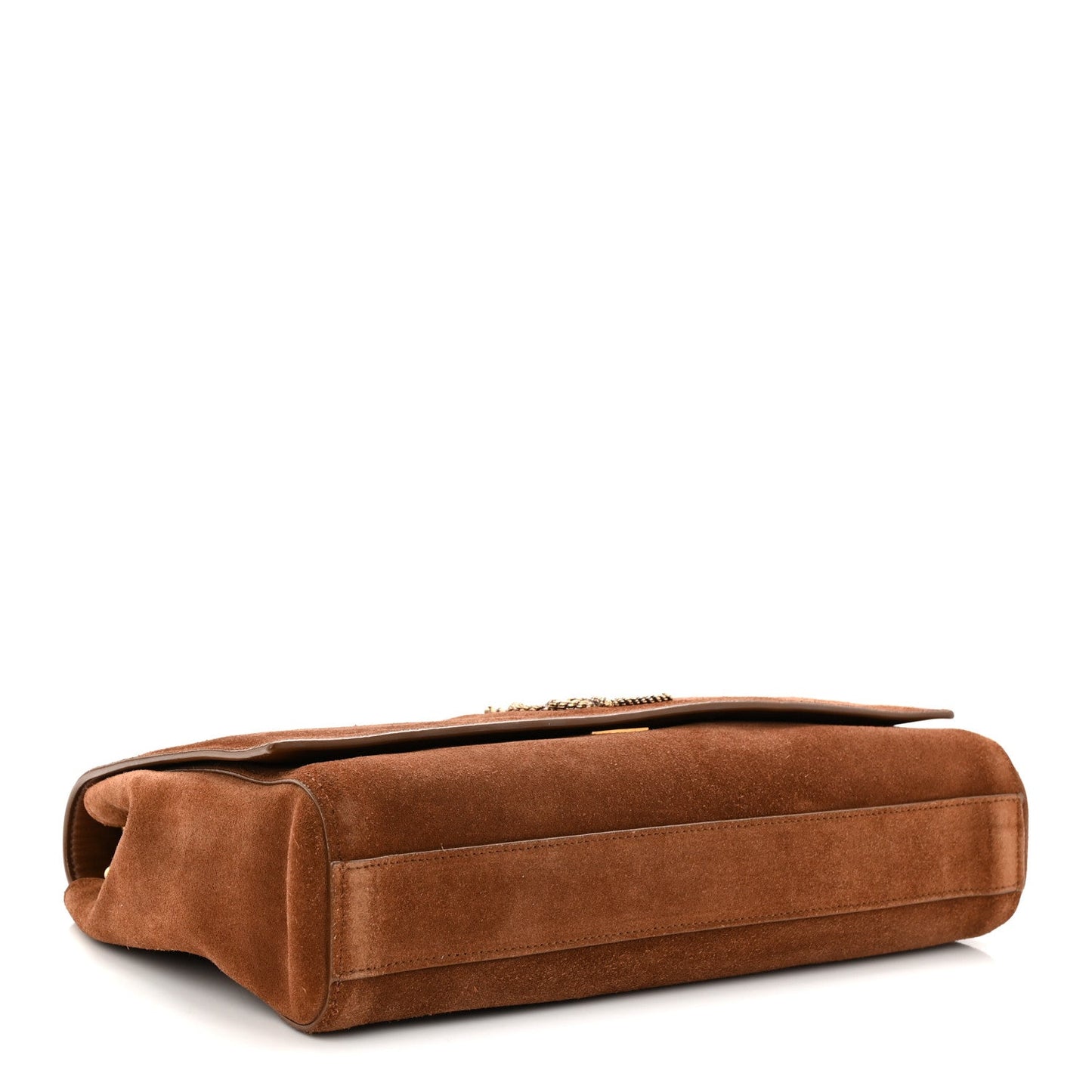 Suede Braided Monogram Large Kate Satchel Brown