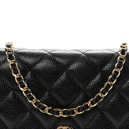 Caviar Quilted Wallet on Chain WOC Black