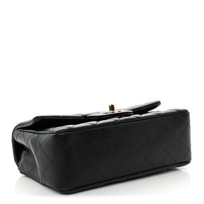 Lambskin Quilted Mini Rectangular Flap Black