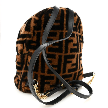 Shearling Macro FF 1974 Mini Backpack Tobacco Black
