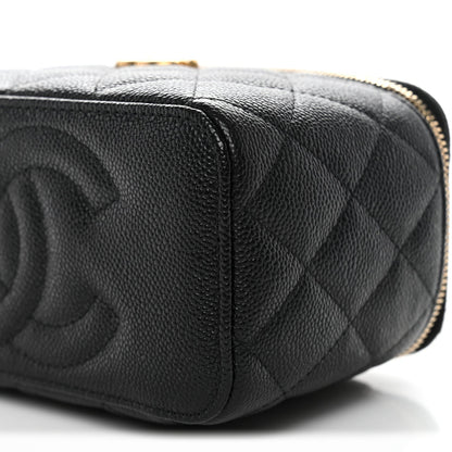 Caviar Quilted Sweetheart Vanity Case Black