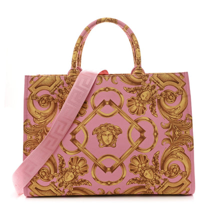 Canvas Baroque Print Medusa Large Tote Pink