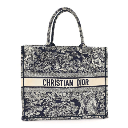 Canvas Embroidered Large Dioriviera Toile De Jouy Reverse Book Tote Blue