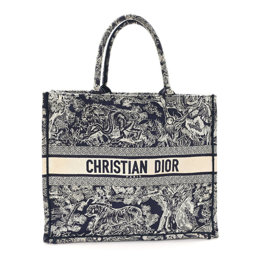 Canvas Embroidered Large Dioriviera Toile De Jouy Reverse Book Tote Blue