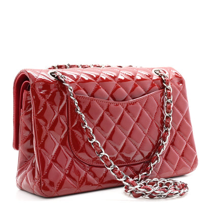 Patent Quilted Medium Double Flap Red