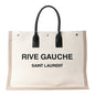 Linen Calfskin Small Rive Gauche Tote Greggio Natural