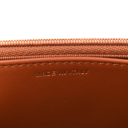 Shiny Caviar Quilted Strass Wallet On Chain WOC Light Brown