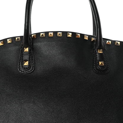 Vitello Rockstud Dome Shopper Black