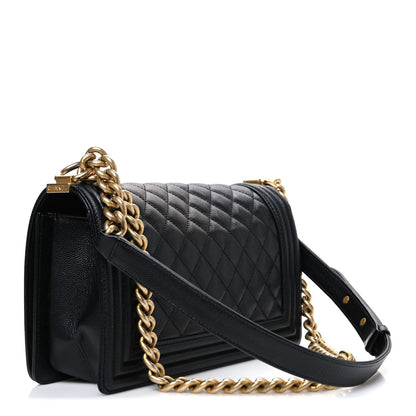 Caviar Quilted Medium Boy Flap Black