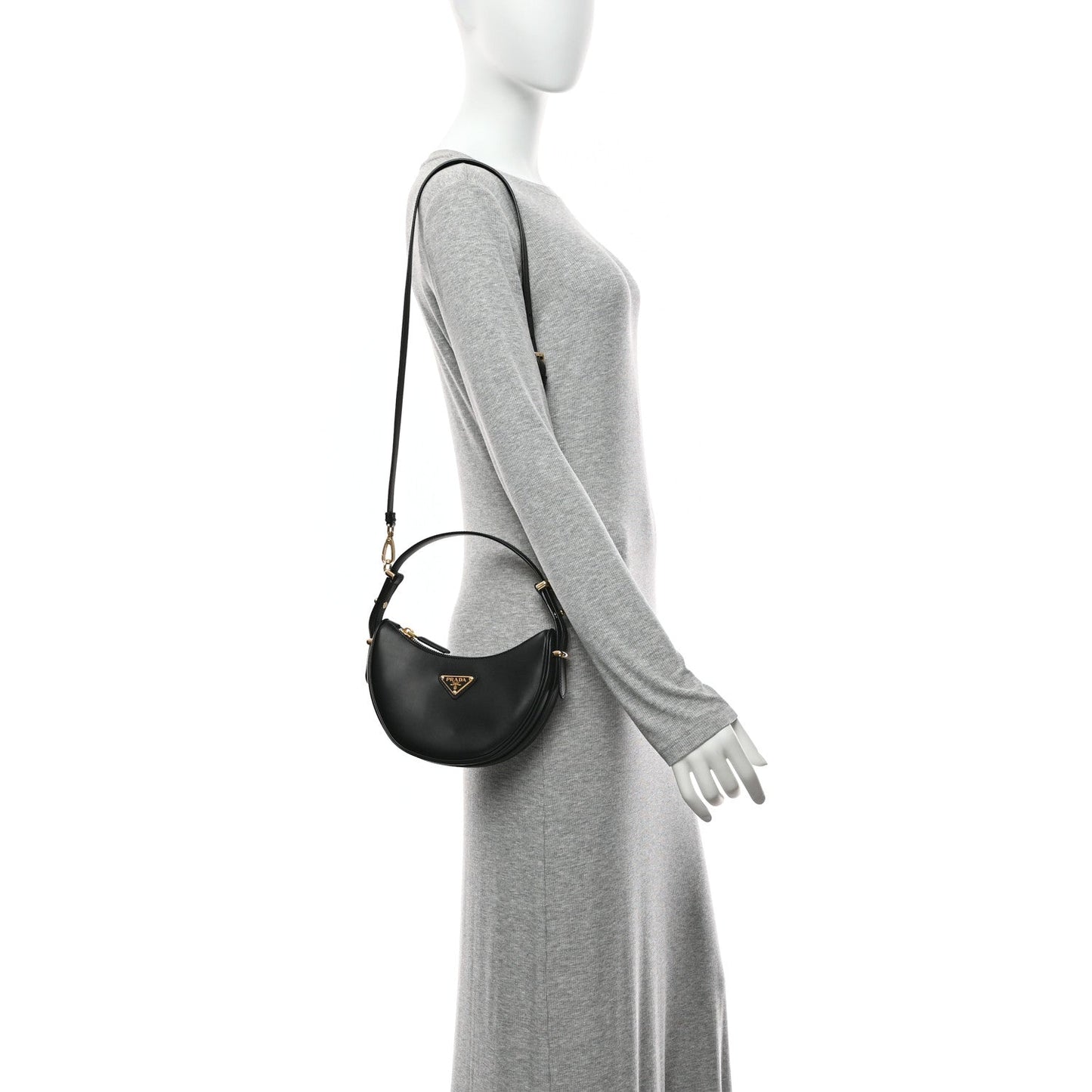 Soft Calfskin Mini Arque Shoulder Bag Black