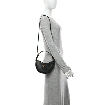 Soft Calfskin Mini Arque Shoulder Bag Black