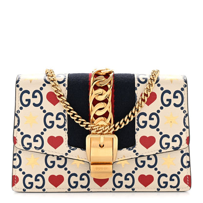 Textured Calfskin Valentine's Day Super Mini Sylvie Chain Shoulder Bag Ivory
