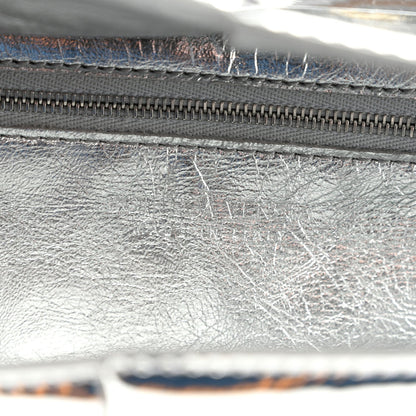 Mirror Laminated Nappa Maxi Intrecciato Mini Arco  Silver