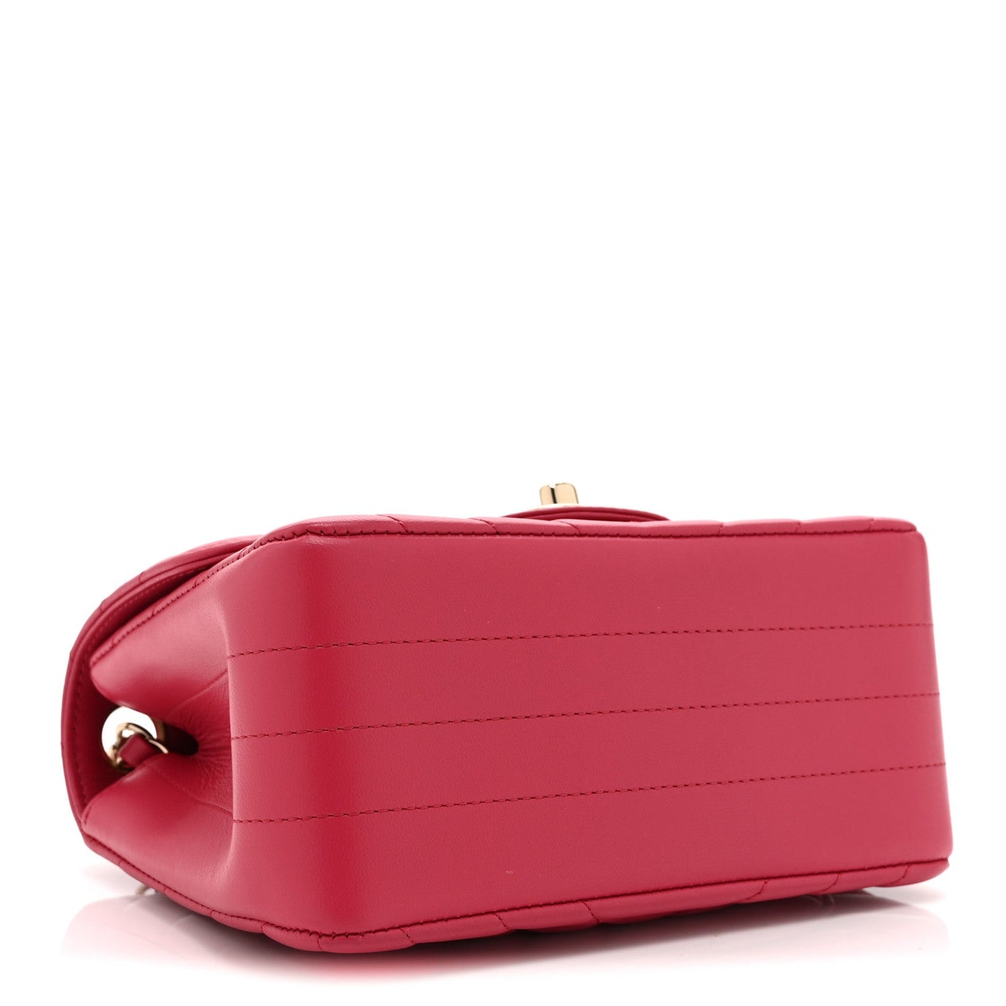 Lambskin Chevron Quilted Mini Square Flap Fuchsia