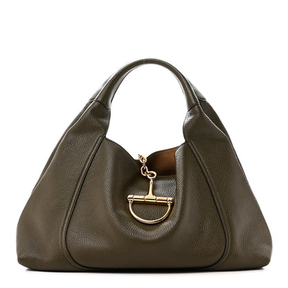 Grained Calfskin Softbit Maxi Shoulder Bag Forest Green