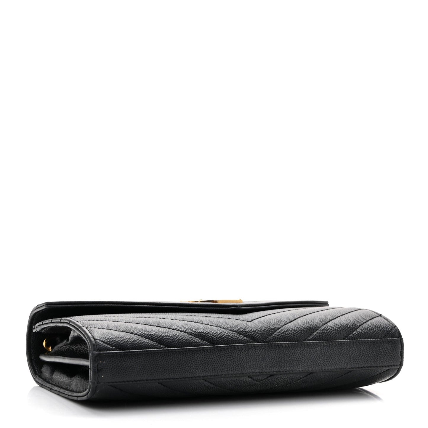 Grain De Poudre Matelasse Chevron Monogram Chain Wallet Black