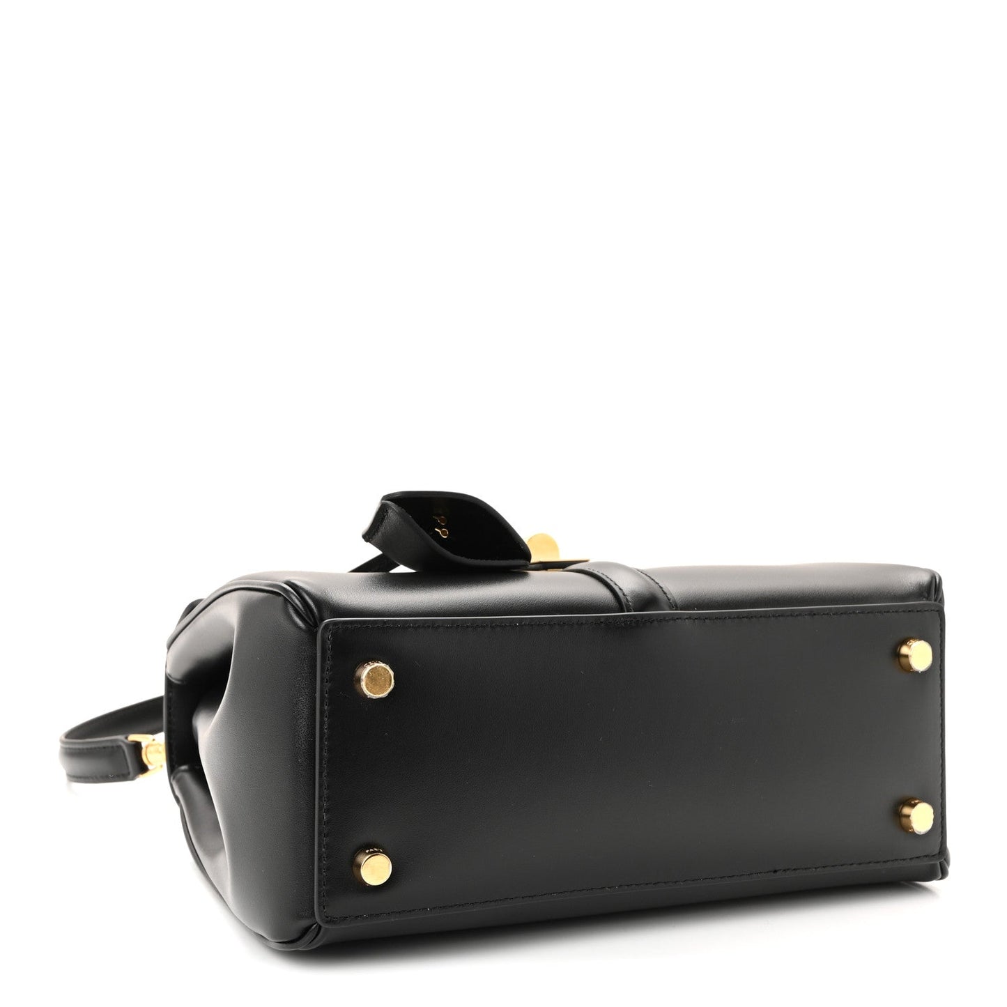 Satinated Calfskin Small 16 Top Handle Bag Black