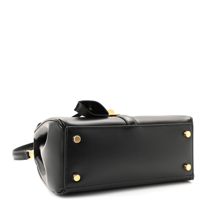 Satinated Calfskin Small 16 Top Handle Bag Black
